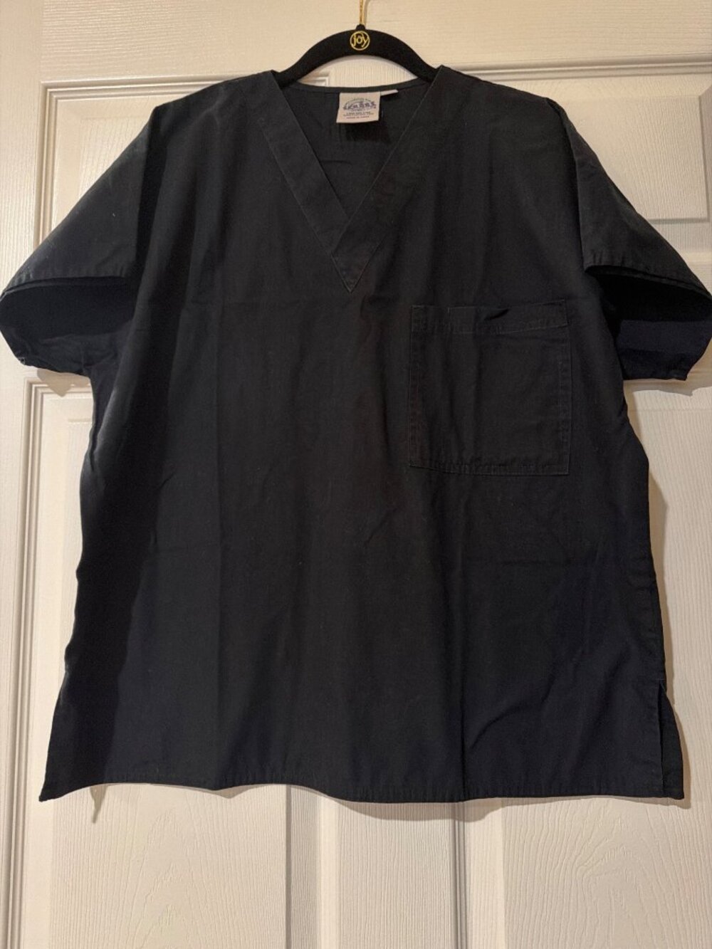 SCRUBS Black V-Neck Unisex Medical Scrub Top With Pocket Size M